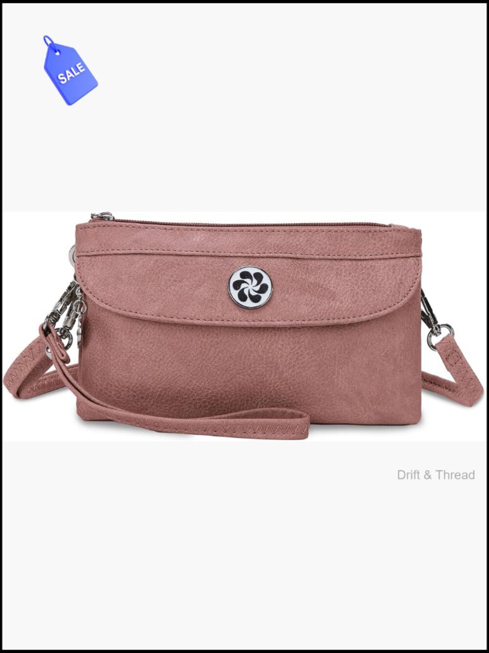 Vegan Leather Crossbody Bag with Wristlet Strap Mini Purse for Women - Picture 1 of 7